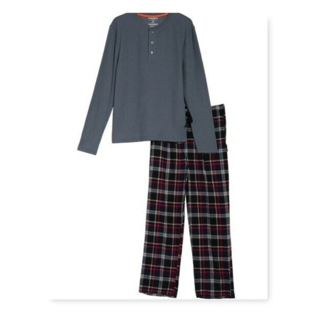 Hawke Co Thermal Henley Plaid Flannel Pant Pajamas